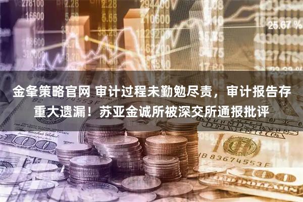 金夆策略官网 审计过程未勤勉尽责，审计报告存重大遗漏！苏亚金诚所被深交所通报批评